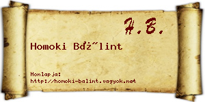 Homoki Bálint névjegykártya